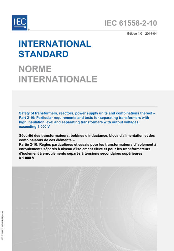 Cover IEC 61558-2-10:2014